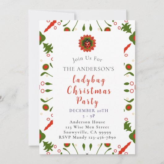 Ladybug Christmas Party Kaart (Voorkant)