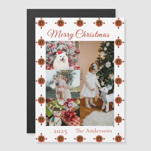 Ladybug Christmas Photo Collage Magnetic Card (Voorkant / Achterkant)