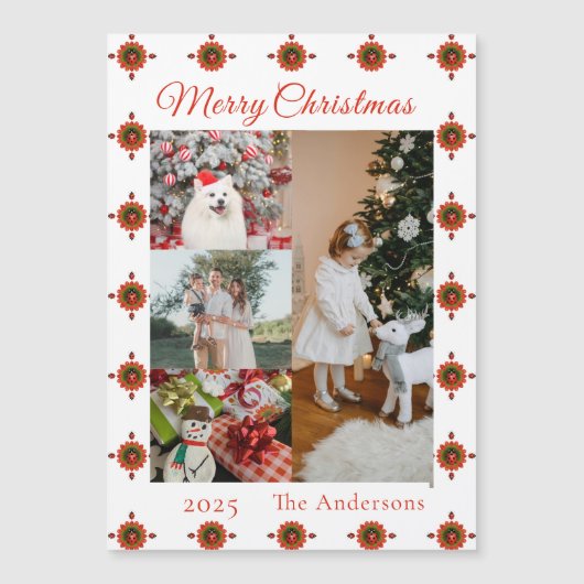Ladybug Christmas Photo Collage Magnetic Card (Voorkant)
