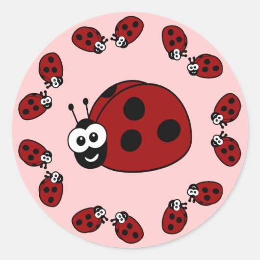 Ladybug Circle Ronde Sticker (Voorkant)
