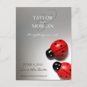 Ladybug Classic Modern Wedding Sla de datum op Aankondigingskaart