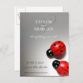 Ladybug Classic Modern Wedding Sla de datum op Aankondigingskaart (Voorkant / Achterkant)