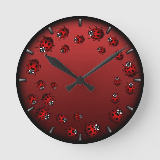 Ladybug Clock Cute Ladybug Ladybird Bug Wall Clock Ronde Klok (Voorkant)