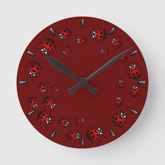 Ladybug Clock Cute Ladybug Ladybird Bug Wall Clock Ronde Klok (Voorkant)