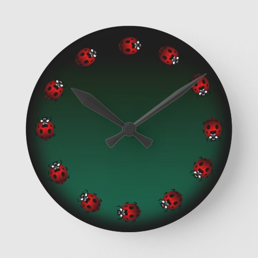 Ladybug Clock Cute Ladybug Ladybird Bug Wall Clock Ronde Klok (Voorkant)