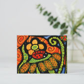 Ladybug Colorful Whimsical Folk Art Cute Briefkaart (Staand voorkant)