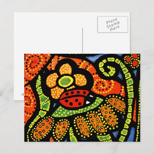 Ladybug Colorful Whimsical Folk Art Cute Briefkaart (Voorkant / Achterkant)