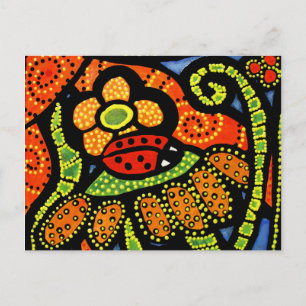 Ladybug Colorful Whimsical Folk Art Cute Briefkaart