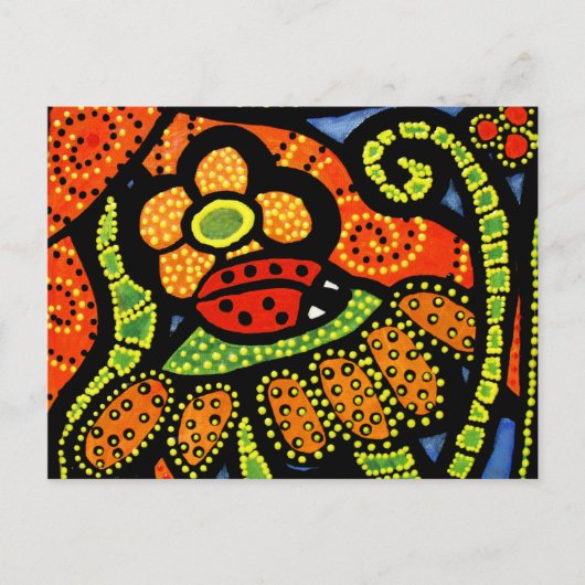 Ladybug Colorful Whimsical Folk Art Cute Briefkaart (Voorkant)