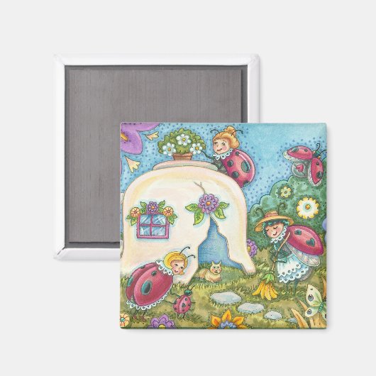 Ladybug Cottage Square MAGNET (Voorkant / Achterkant)