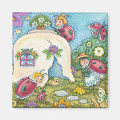 Ladybug Cottage Square MAGNET (Voorkant)