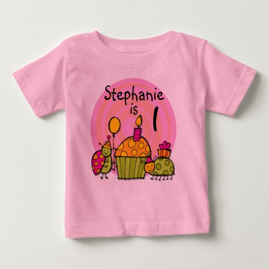 Ladybug Cupcake Birthday T-shirt (Voorkant)