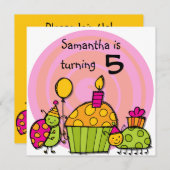 Ladybug Cupcake Gepersonaliseerd Verjaardagsuitnod Kaart (Voorkant / Achterkant)