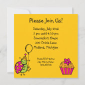 Ladybug Cupcake Gepersonaliseerd Verjaardagsuitnod Kaart (Achterkant)