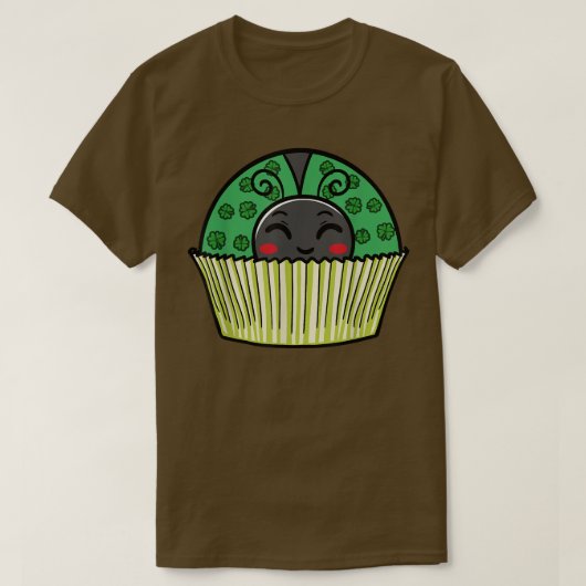 Ladybug Cupcake Saint Patricks Day Shamrock Leaf C T-shirt (Design voorkant)