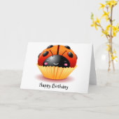 Ladybug Cupcake Verjaardag Kaart (Gele Bloem)