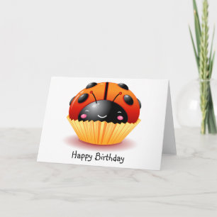 Ladybug Cupcake Verjaardag Kaart