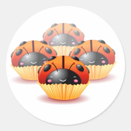 Ladybug Cupcakes Sticker (Voorkant)