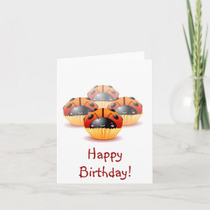 Ladybug Cupcakes Verjaardag Kaart