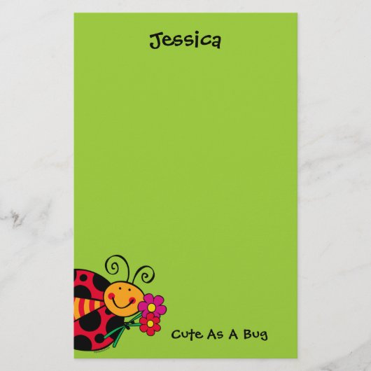 Ladybug Cute as Bug Custom Stationery Briefpapier (Voorkant)
