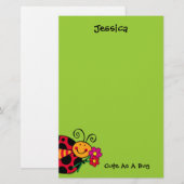 Ladybug Cute as Bug Custom Stationery Briefpapier (Voorkant / Achterkant)