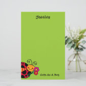 Ladybug Cute as Bug Custom Stationery Briefpapier (Staand voorkant)