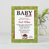 Ladybug Daisies Baby Shower Invitations Kaart (Staand voorkant)