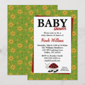 Ladybug Daisies Baby Shower Invitations Kaart (Voorkant / Achterkant)