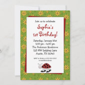Ladybug Daisies Birthday Party Invitations Kaart (Voorkant)