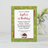 Ladybug Daisies Birthday Party Invitations Kaart (Staand voorkant)