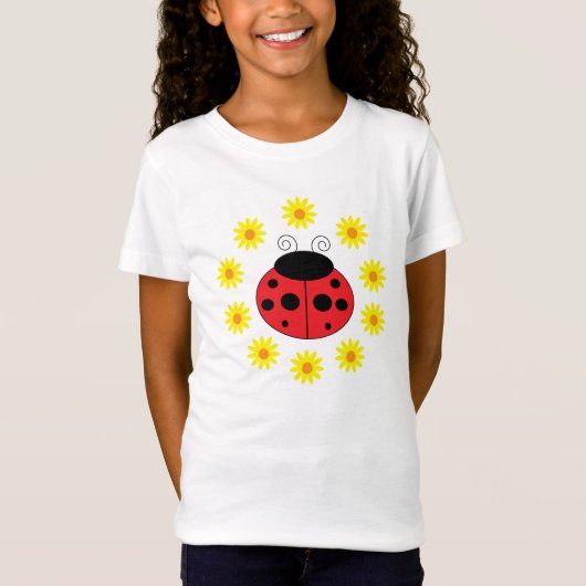 Ladybug Daisies Girls T-Shirt (Voorkant)