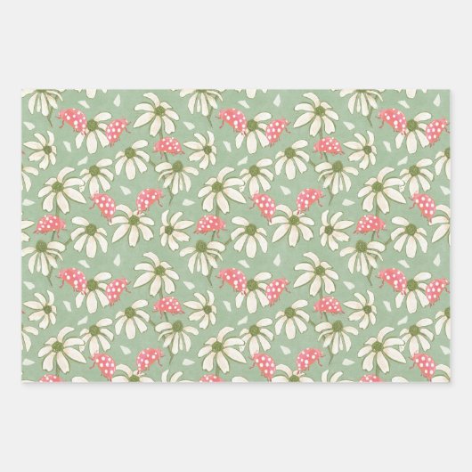 Ladybug daisies inpakpapier vel (Voorkant 3)