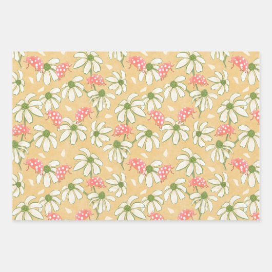 Ladybug daisies inpakpapier vel (Voorkant)