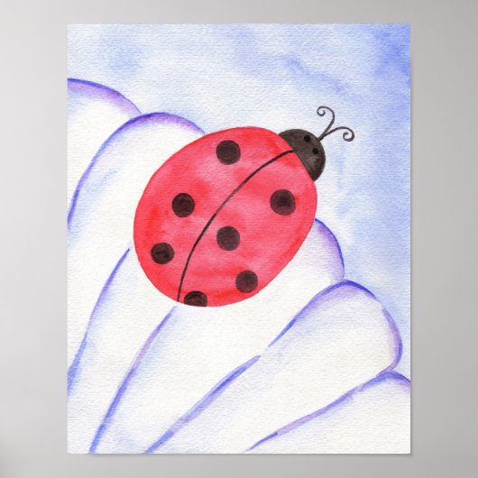 Ladybug Daisy Art Poster Print (Voorkant)
