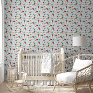 Ladybug Daisy Girl's Nursery Slaapkamer Blauw Behang