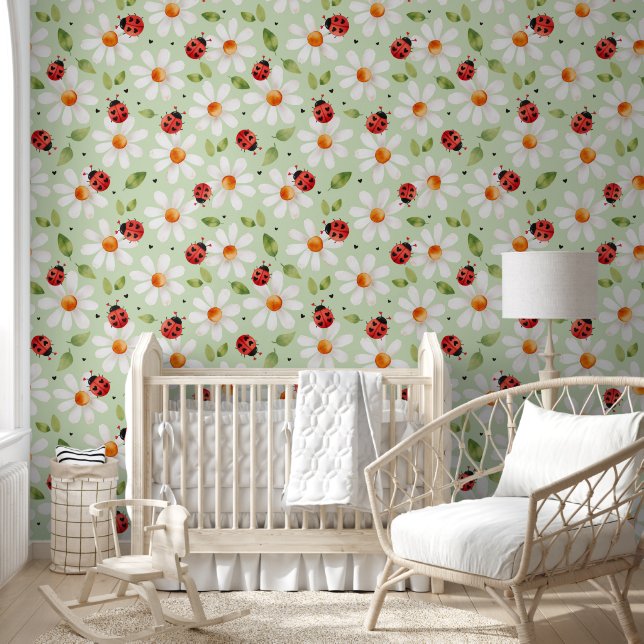 Ladybug Daisy Nursery Kinder Slaapkamer Groen Behang (Kinderen)