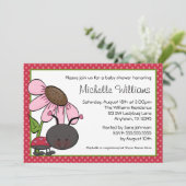 Ladybug Daisy Polka Dot Baby shower Kaart (Staand voorkant)
