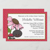 Ladybug Daisy Polka Dot Baby shower Kaart (Voorkant / Achterkant)