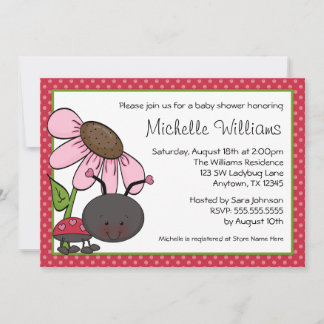 Ladybug Daisy Polka Dot Baby shower Kaart