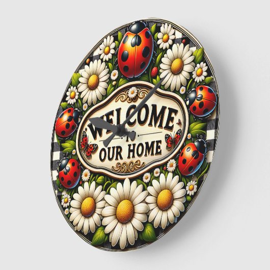 Ladybug Daisy Welkom Thuismuur Grote Klok (Hoek)