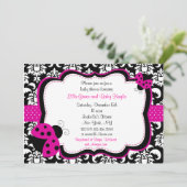 Ladybug Damask Baby Shower Invitaties Kaart (Staand voorkant)