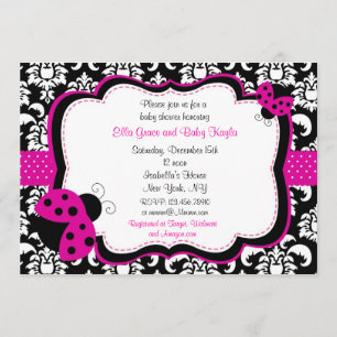 Ladybug Damask Baby Shower Invitaties Kaart