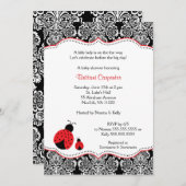Ladybug Damask Baby shower | Uitnodiging van de pa (Voorkant / Achterkant)
