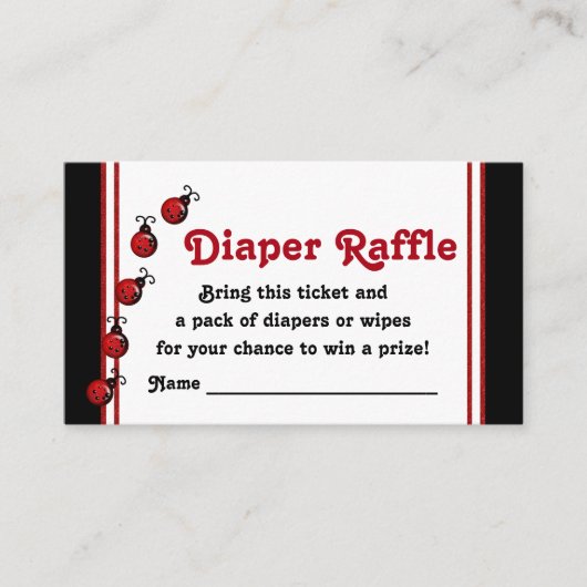 Ladybug Diaper Raffle Tickets Informatiekaartje (Voorkant)