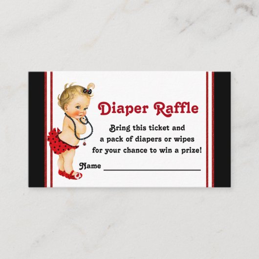Ladybug Diaper Raffle Tickets Informatiekaartje (Voorkant)