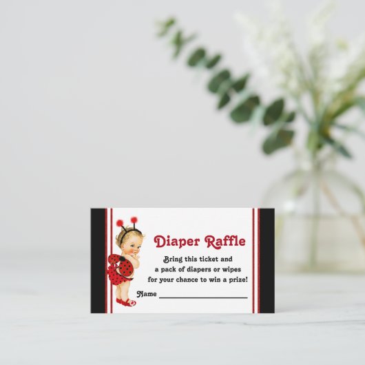 Ladybug Diaper Raffle Tickets Informatiekaartje (Staand voorkant)
