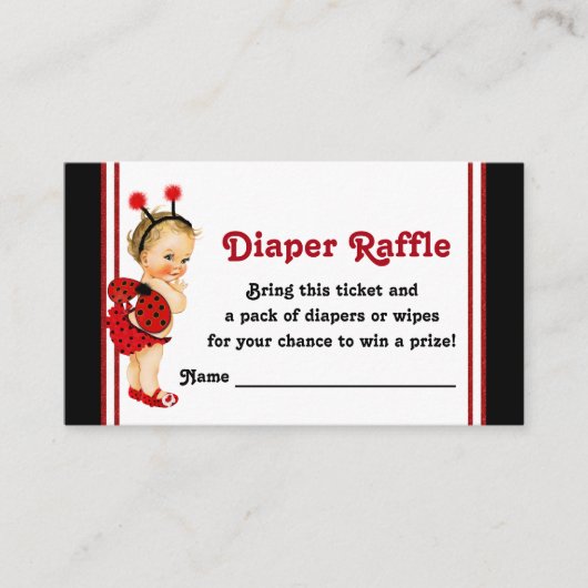 Ladybug Diaper Raffle Tickets Informatiekaartje (Voorkant)