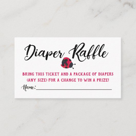 Ladybug Diaper Raffle Tickets Informatiekaartje (Voorkant)