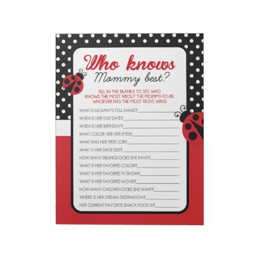 Ladybug die mama kent beste Baby spel pakket Notitieblok (Linkerzijde)