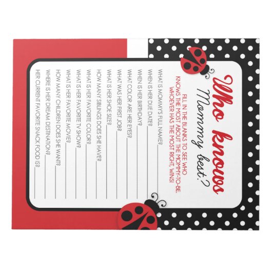 Ladybug die mama kent beste Baby spel pakket Notitieblok (Voorkant)